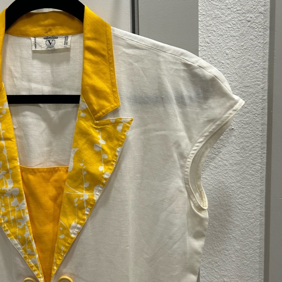 Vintage Valentino Miss V Yellow White Floral Skirt Set Dress 2 Pieces Small - Picture 4 of 12